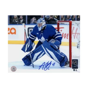 Anthony Stolarz Autographed Toronto Maple Leafs 8x10 Photo 'Between The Pipes'
