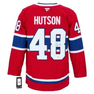 HUTL-MTL-12B-0001 Lane Hutson Autographed Montreal Canadiens Red Fanatics Premium Jersey