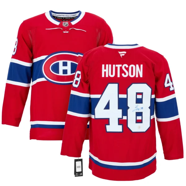 Lane Hutson Autographed Montreal Canadiens Red Fanatics Premium Jersey