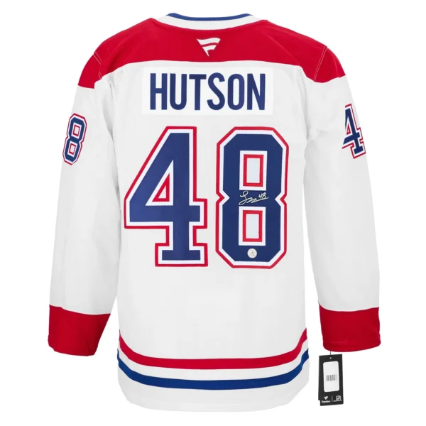 Lane Hutson Autographed Montreal Canadiens White Fanatics Premium Jersey