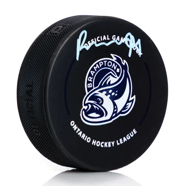 Porter Martone Autographed Brampton Steelheads Official CHL Game Puck