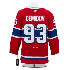 Ivan Demidov Autographed Montreal Canadiens Fanatics Premium Jersey with '1st NHL Goal 14-04-25' Inscription #'d /93