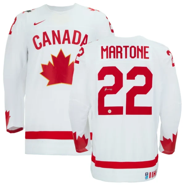 Porter Martone Autographed Team Canada White Heritage Nike Jersey