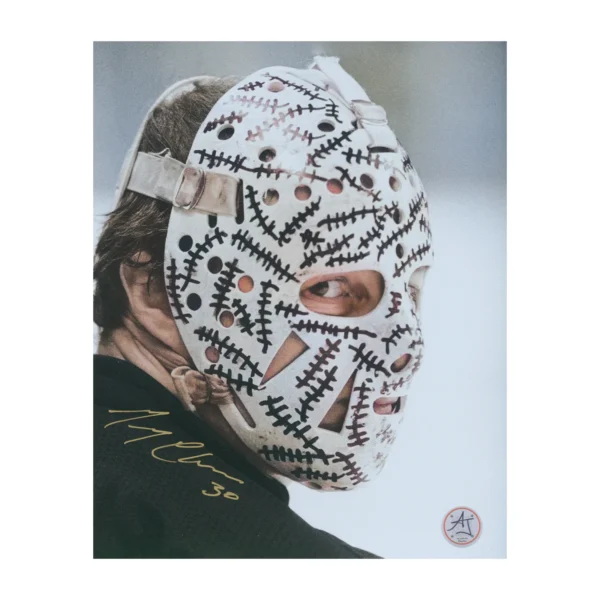 Gerry Cheevers Autographed Boston Bruins 8x10 Photo 'Mask Close-Up'