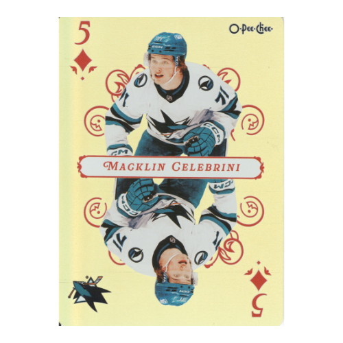 2025/26 Macklin Celebrini O-Pee-Chee Playing Cards 5 of Diamonds